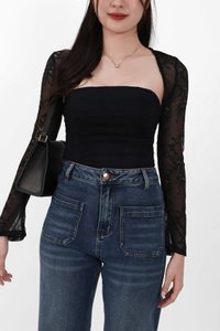 Lia Lace Bolero Halter Top Set in Black