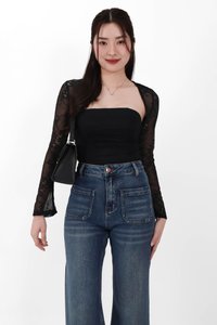 Lia Lace Bolero Halter Top Set in Black