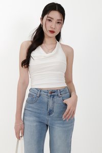 Catrine Cowl Neck Top in White
