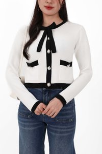 Casrine Contrast Knit Sweater in Black x White