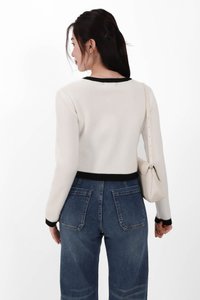 Casrine Contrast Knit Sweater in Black x White
