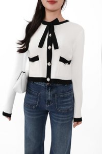Casrine Contrast Knit Sweater in Black x White