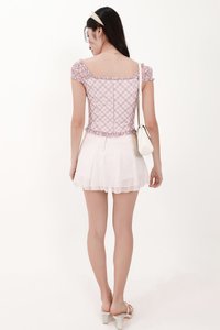 Paula Plaid Sleeved Top in Light Pink