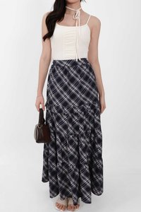 Piper Pleated Maxi Skirt in Blue ( Regular Length )