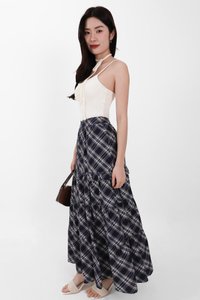 Piper Pleated Maxi Skirt in Blue ( Regular Length )
