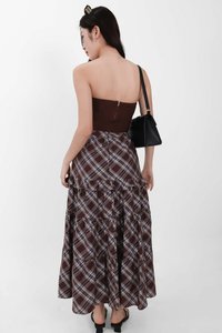 Piper Pleated Maxi Skirt in Brown ( Petite Length )