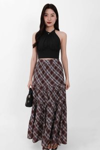 Piper Pleated Maxi Skirt in Brown ( Regular Length )