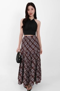 Camila Co-ord Halter Ruched Top in Black