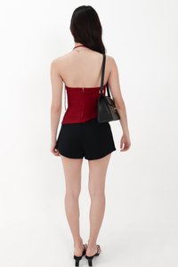 Taena Tie Strap Top in Dark Red