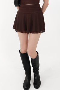 Marley Mesh Co-ord Skorts in Dark Brown