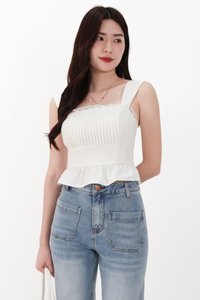 RESTOCKS | Pam Pleated Peplum Two Way Top in White