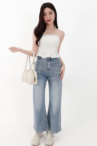 RESTOCKS | Pam Pleated Peplum Two Way Top in White