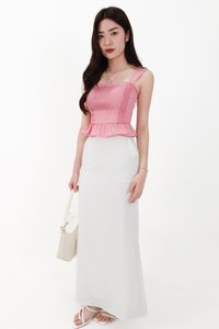 Pam Pleated Peplum Two Way Top in Pink