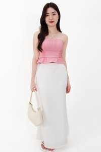 Pam Pleated Peplum Two Way Top in Pink