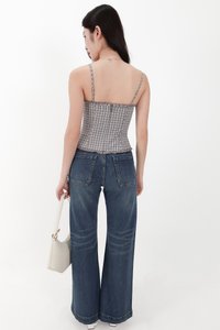 RESTOCKS | Piona Plaid Bustier Top in Brown Grey Plaid
