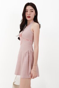 CNY2026 | Ginny Gingham Halter Romper Dress in Soft Pink