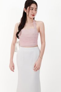 CNY2026 | Lamie Lace Mesh Halter Top in Light Pink X Nude