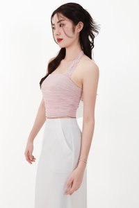 CNY2026 | Lamie Lace Mesh Halter Top in Light Pink X Nude