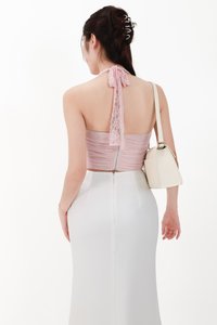 CNY2026 | Lamie Lace Mesh Halter Top in Light Pink X Nude