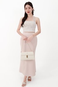 CNY2026 | Lamie Lace Mesh Halter Top in White X Nude