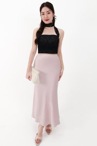 CNY2026 | Lamie Lace Mesh Halter Top in Black X Nude