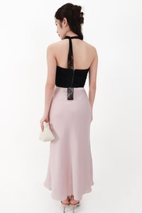 CNY2026 | Lamie Lace Mesh Halter Top in Black X Nude