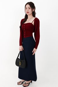 CNY2026 | Bora Bolero Ruched Top Set in Dark Red