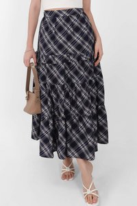 Piper Pleated Maxi Skirt in Blue ( Petite Length )