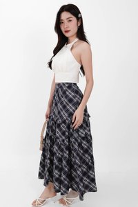 Piper Pleated Maxi Skirt in Blue ( Petite Length )