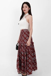 Piper Pleated Maxi Skirt in Red ( Regular Length )