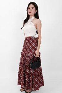 Piper Pleated Maxi Skirt in Red ( Regular Length )