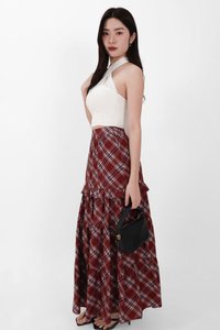 Piper Pleated Maxi Skirt in Red ( Regular Length )