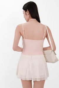 Roxanne Ruched Top with Sash in Light Pink