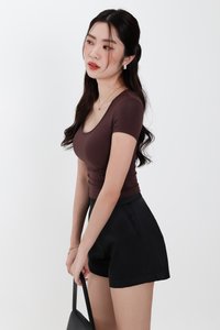 Sheyenne Satin Co-ord Shorts in Black