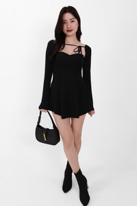 Bambi Bolero Romper Dress Set in Black