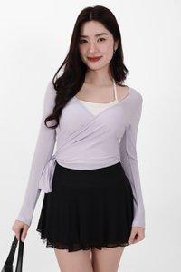 Wendy Wrap Sleeved Top in Lilac