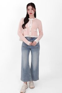 Casrine Contrast Knit Sweater in Cream White X Pink