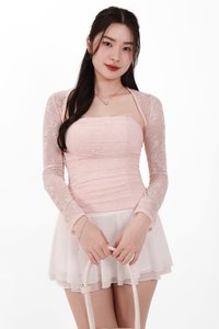 Lia Lace Bolero Halter Top Set in Light Pink