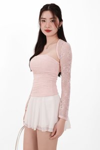 Lia Lace Bolero Halter Top Set in Light Pink