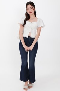 Frida Flutter Sleeved Top in White