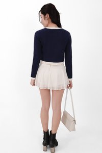 Casrine Contrast Knit Sweater in Cream White X Midnight