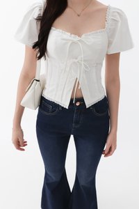 Frida Flutter Sleeved Top in White