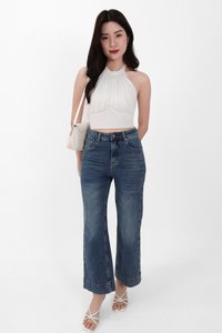 Camila Co-ord Halter Ruched Top in White