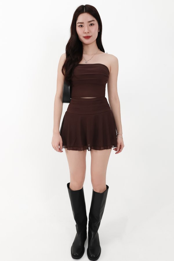 DEFECT | Marley Mesh Co-ord Tube Top in Dark Brown V2 in M