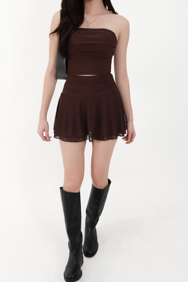 DEFECT | Marley Mesh Co-ord Tube Top in Dark Brown V2 in M