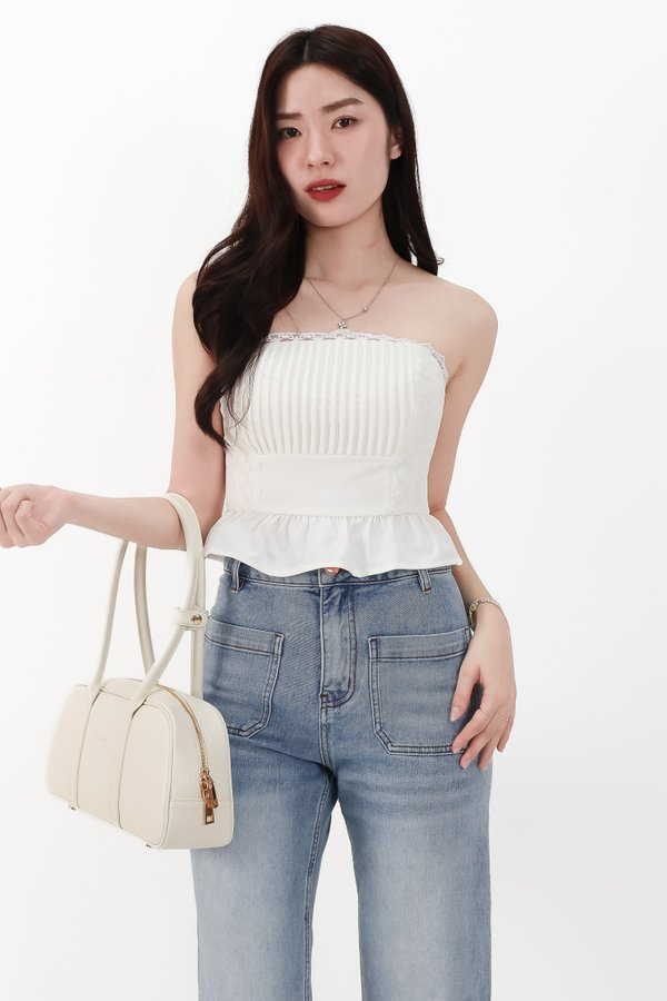 RESTOCKS | Pam Pleated Peplum Two Way Top in White