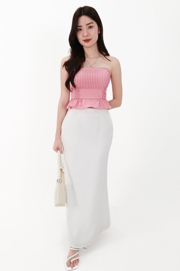 Pam Pleated Peplum Two Way Top in Pink