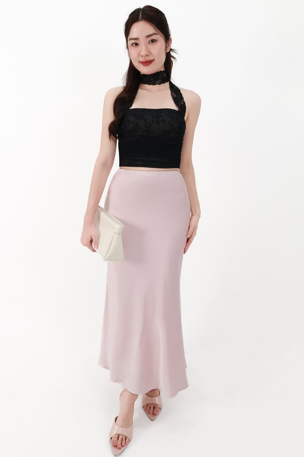 CNY2026 | Lamie Lace Mesh Halter Top in Black X Nude