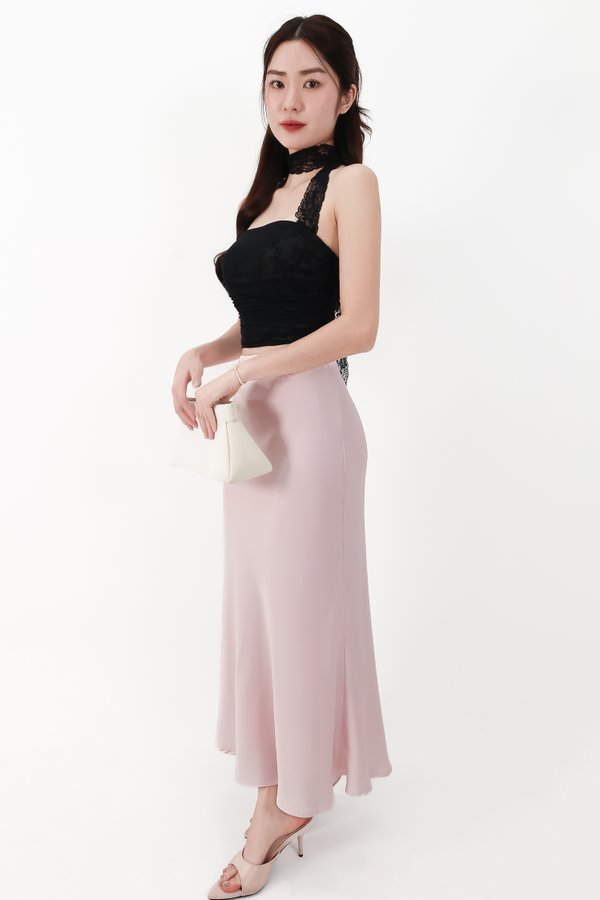 DEFECT | Lamie Lace Mesh Halter Top in Black X Nude in S