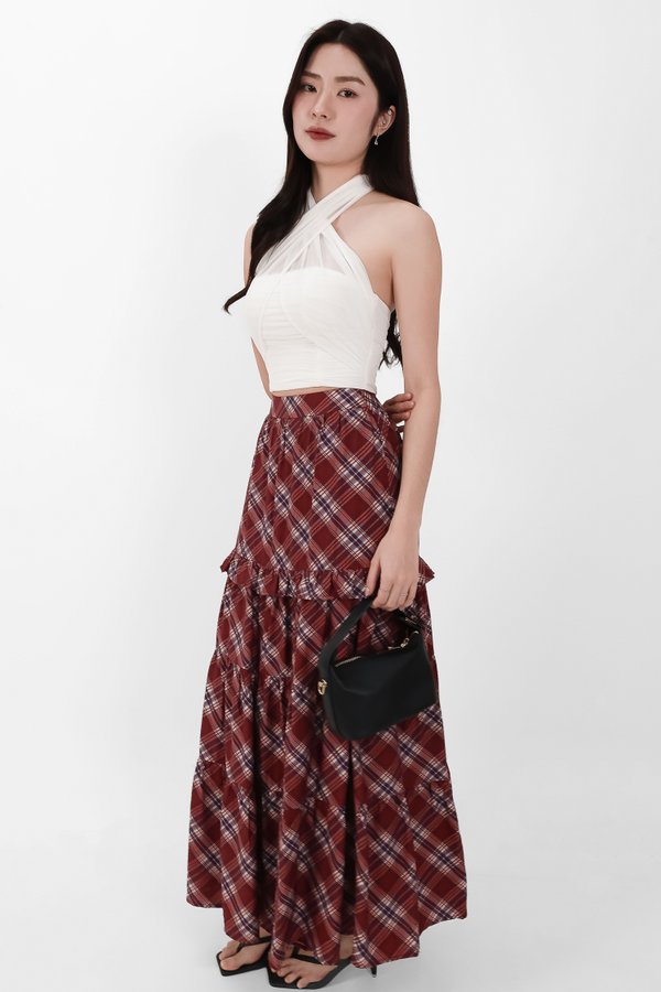 Piper Pleated Maxi Skirt in Red ( Regular Length )